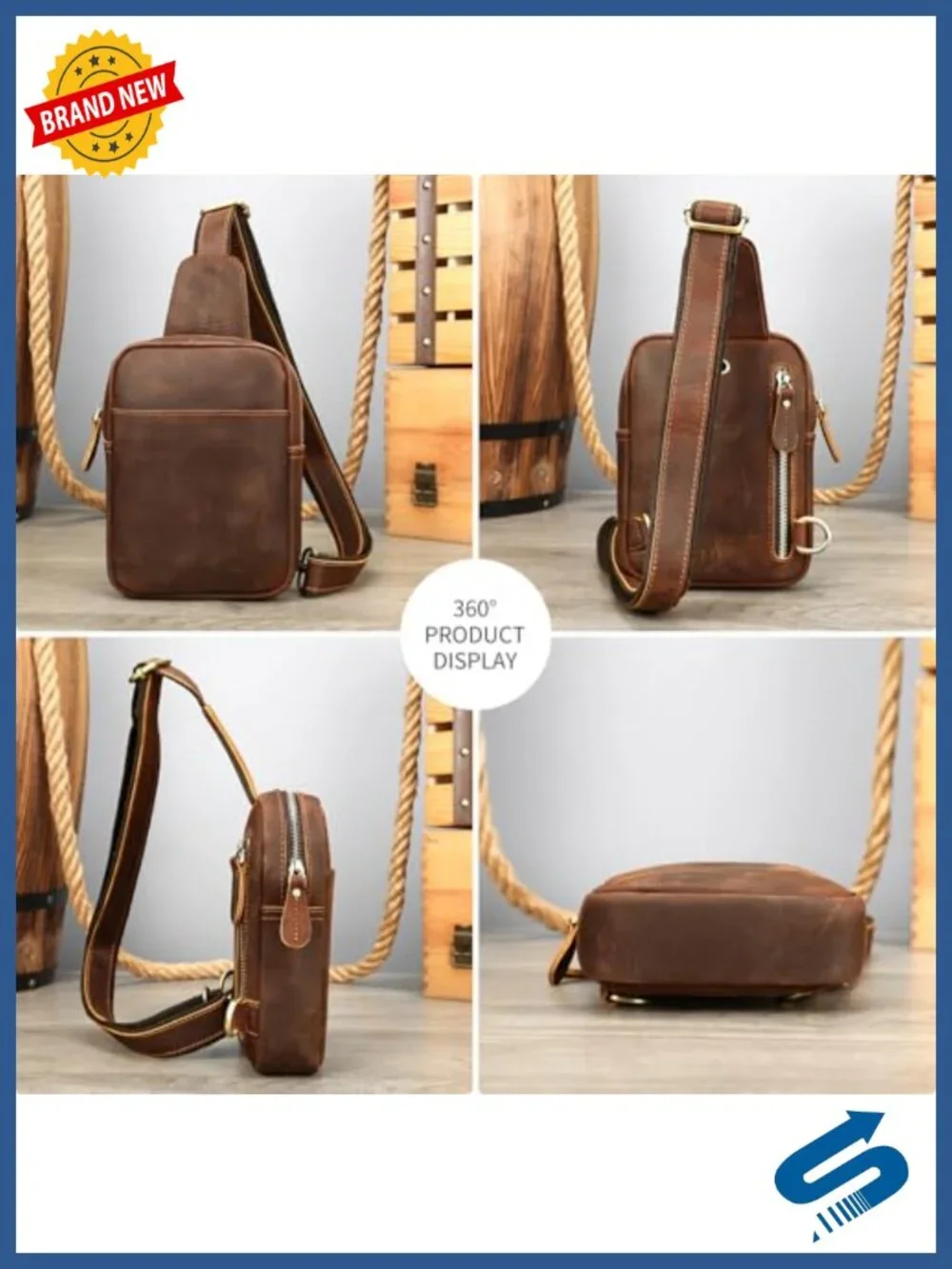 Genuine Leather Sling Bag Crossbody Purse Vintage Small Messenger Shoulder